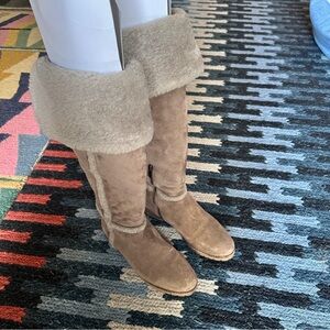FRYE TAMARA Women's Tan shearling knee Boots US 7.5